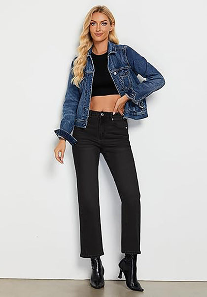 GRAPENT Straight Leg Jeans for Women High Waisted Trendy Ankle Length Forward Seams Stretchy Denim Pants Baggy Jeans