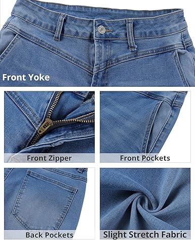 Grapent Women's Cowboy Jean Wide Leg Ankle Vintage Denim Pant Sculpting