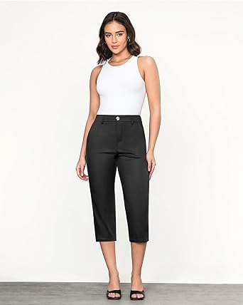 Grapent Women's Capri Straight Lounge Pants Outdoor Breathable Cotton Durable Regular Cropped Trousers