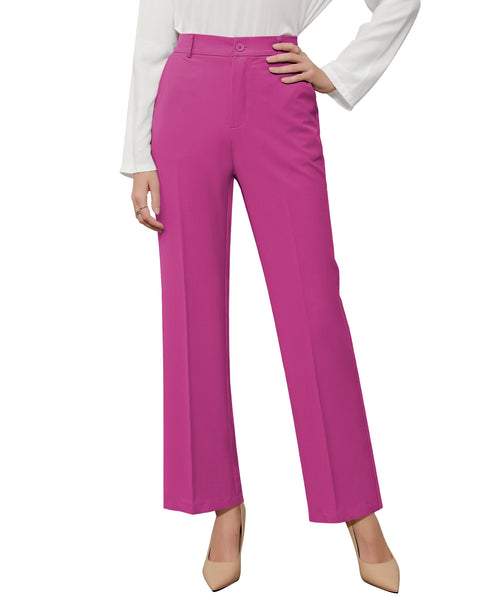 GRAPENT Pants for Women Work High Waisted Dress Pants Business Casual Relaxed Fit Straight Leg Elastic Waist Trousers
