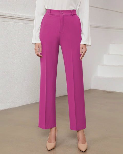 GRAPENT Pants for Women Work High Waisted Dress Pants Business Casual Relaxed Fit Straight Leg Elastic Waist Trousers