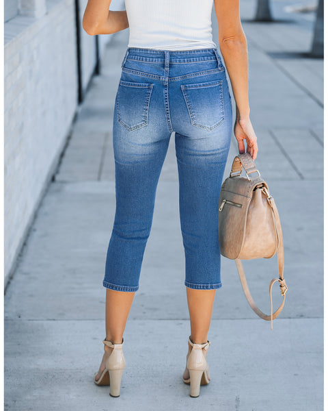 GRAPENT Capris Jeans for Women High Waisted Stretchy Ripped Skinny Denim Capri Pants Distressed Cropped Jeggings Casual