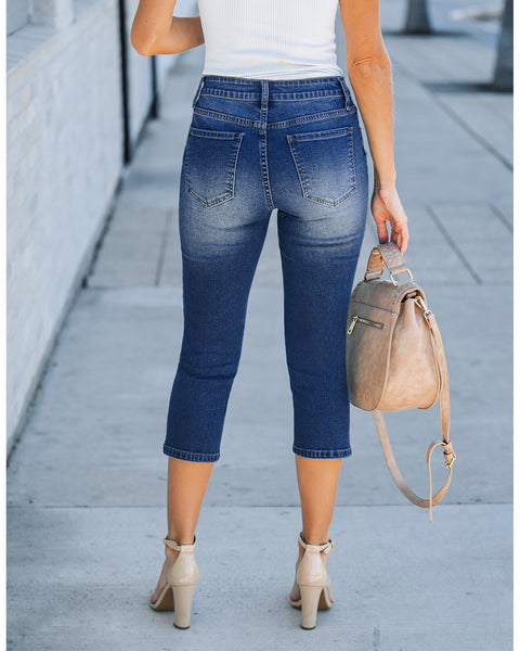 GRAPENT Capris Jeans for Women High Waisted Stretchy Ripped Skinny Denim Capri Pants Distressed Cropped Jeggings Casual