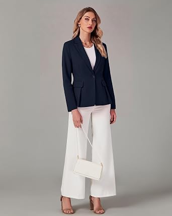 GRAPENT Womens Blazers Dressy Casual Tailored Fitted Peplum Work Office Suit Jacket Tailored Silhouette with Peplum Design, Long Sleeves, Built‑in Shoulder Pads, Great for Daily, Business Casual or Office Wear