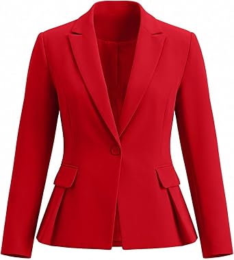 GRAPENT Womens Blazers Dressy Casual Tailored Fitted Peplum Work Office Suit Jacket Tailored Silhouette with Peplum Design, Long Sleeves, Built‑in Shoulder Pads, Great for Daily, Business Casual or Office Wear