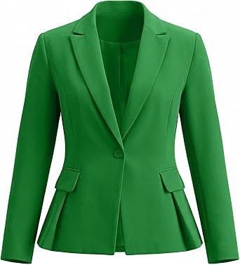 GRAPENT Womens Blazers Dressy Casual Tailored Fitted Peplum Work Office Suit Jacket Tailored Silhouette with Peplum Design, Long Sleeves, Built‑in Shoulder Pads, Great for Daily, Business Casual or Office Wear