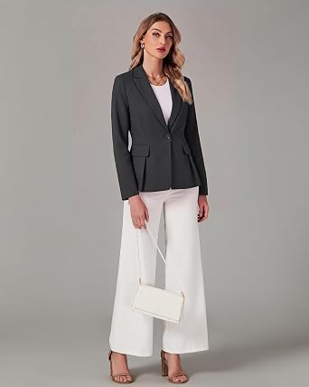GRAPENT Womens Blazers Dressy Casual Tailored Fitted Peplum Work Office Suit Jacket Tailored Silhouette with Peplum Design, Long Sleeves, Built‑in Shoulder Pads, Great for Daily, Business Casual or Office Wear