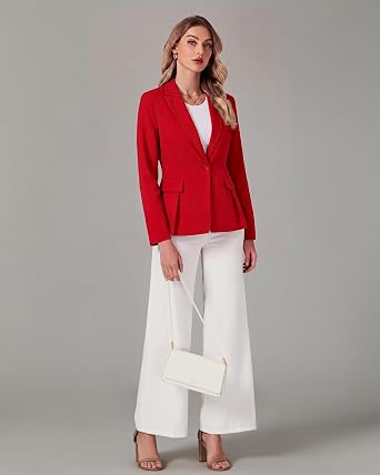 GRAPENT Womens Blazers Dressy Casual Tailored Fitted Peplum Work Office Suit Jacket Tailored Silhouette with Peplum Design, Long Sleeves, Built‑in Shoulder Pads, Great for Daily, Business Casual or Office Wear