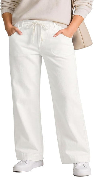 GRAPENT Jeans for Women Straight Leg High Rise Pull On Stretchy Denim Pants | Straight Wide Leg Jeans, High Waisted Fit, Elastic Waist, 29.5" Inseam, Work Office Outfits, Casual Daily Wear