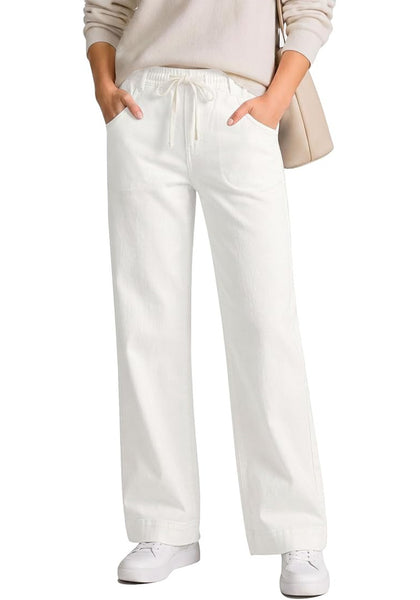 GRAPENT Jeans for Women Straight Leg High Rise Pull On Stretchy Denim Pants | Straight Wide Leg Jeans, High Waisted Fit, Elastic Waist, 29.5" Inseam, Work Office Outfits, Casual Daily Wear