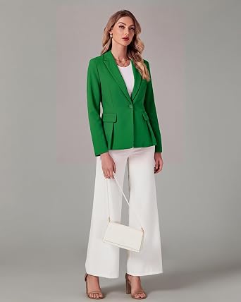 GRAPENT Womens Blazers Dressy Casual Tailored Fitted Peplum Work Office Suit Jacket Tailored Silhouette with Peplum Design, Long Sleeves, Built‑in Shoulder Pads, Great for Daily, Business Casual or Office Wear