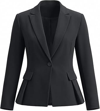 GRAPENT Womens Blazers Dressy Casual Tailored Fitted Peplum Work Office Suit Jacket Tailored Silhouette with Peplum Design, Long Sleeves, Built‑in Shoulder Pads, Great for Daily, Business Casual or Office Wear