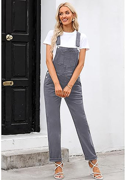 GRAPENT Overalls for Women Loose Fit Jean Denim Bib Jumpsuit Stretch Overall Pants