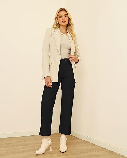 GRAPENT Wide Leg Jeans Woman Trendy High Waisted Patch Pocket Stretchy Denim Pants Vintage Casual Trouser Jeans
