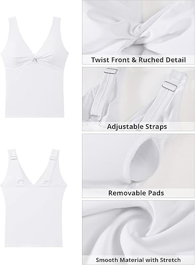 GRAPENT StrapCore Tankini Tops for Women Swimwear Twisted Keyhole Padded Bathing Suit Beach Vacation Modest Swimsuit Swim Top Only