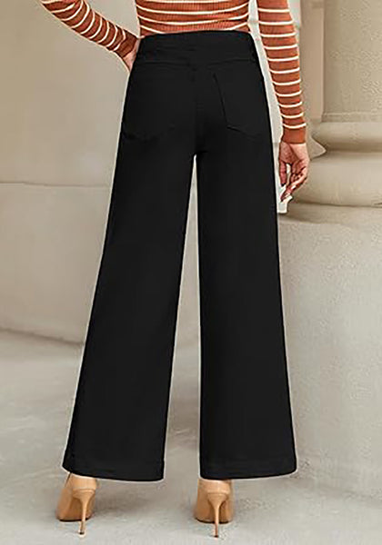 GRAPENT Pull On Womens Jeans Baggy Stretchy High Waisted Denim Wide Leg Trouser Pants Trendy Front Seam 90s Loose Jean