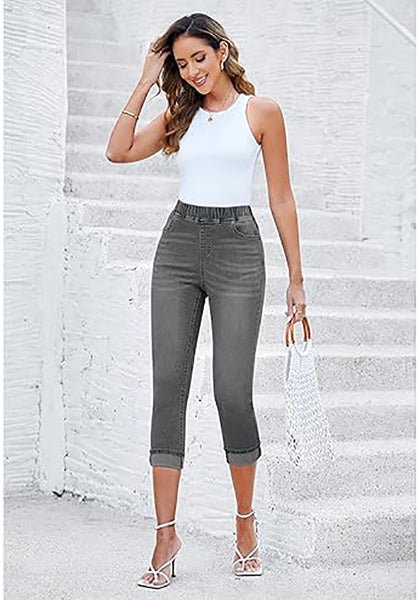 GRAPENT Pull On Jeans for Women High Waisted Skinny Capri Pants Trendy Stretch Denim Cropped Jeans Crop Jeggings Capris