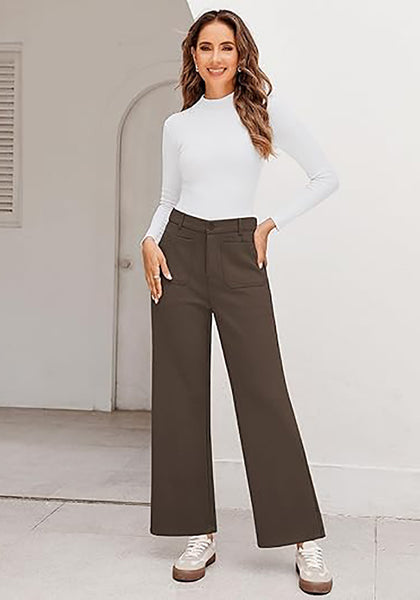GRAPENT Women's High Waisted Wide Leg Knit Lounge Pant with Pockets