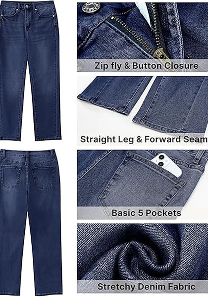 GRAPENT Straight Leg Jeans for Women High Waisted Trendy Ankle Length Forward Seams Stretchy Denim Pants Baggy Jeans