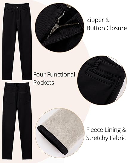 GRAPENT Fleece Lined Jeans for Women High Waisted Skinny Welt Pocket Winter Stretchy Denim Pants Warm Thermal Jeggings