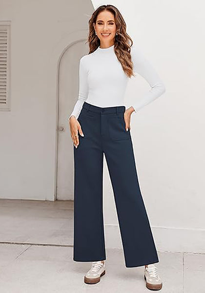 GRAPENT Women's High Waisted Wide Leg Knit Lounge Pant with Pockets