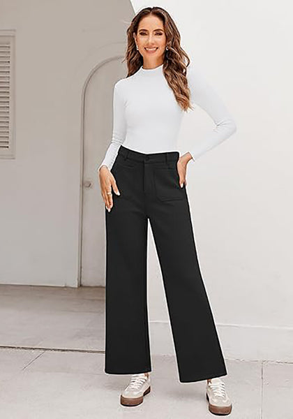GRAPENT Women's High Waisted Wide Leg Knit Lounge Pant with Pockets
