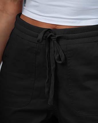 GRAPENT Capri Pants for Women Cargo Elastic Waist Pull On Drawstring Summer Casual Capris Cotton Chino Cropped Pants