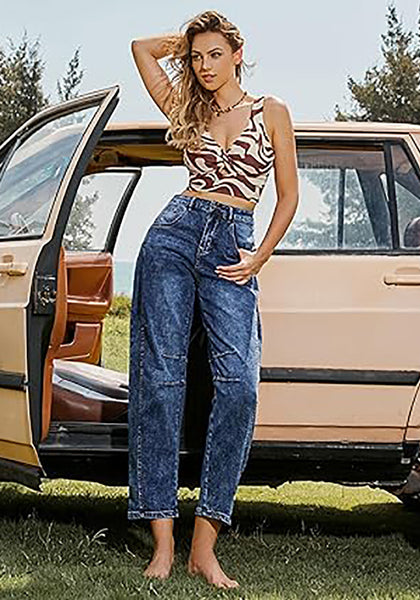 GRAPENT Bikini Tops for Women Cropped Tankini Tops Floral Printed Beach Padded Knot Twist Cut Out Bathing Suit Top Only