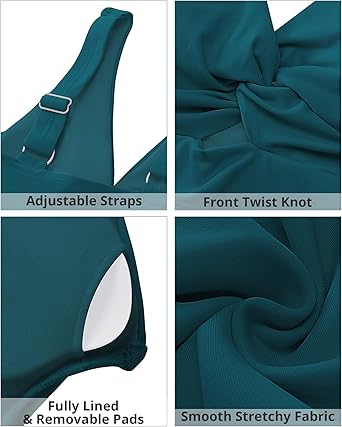 GRAPENT Bikini Tops for Women Cropped Tankini Tops Beach Padded Knot Twist Cut Out Adjustable Tank Swimwear Top Only
