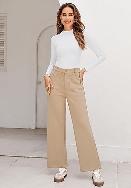 GRAPENT Women's High Waisted Wide Leg Knit Lounge Pant with Pockets