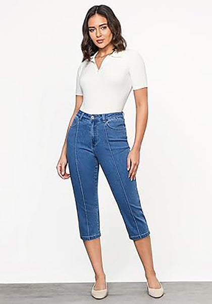 GRAPENT Women's Sculpting Denim Capri Skinny Jean Slim Stretch