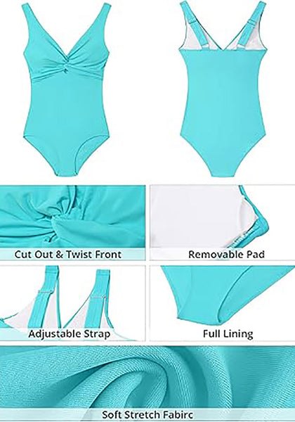 GRAPENT StrapCore One Piece Swimsuit Women Padded Twist Knot Cut Out Adjustable Straps Bathing Suits Beach Modest Swimming Suits