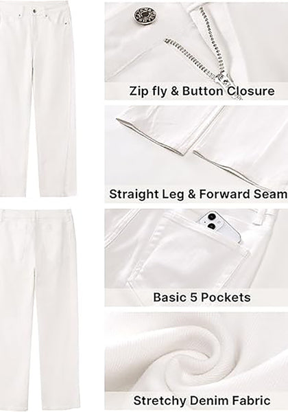 GRAPENT Straight Leg Jeans for Women High Waisted Trendy Ankle Length Forward Seams Stretchy Denim Pants Baggy Jeans