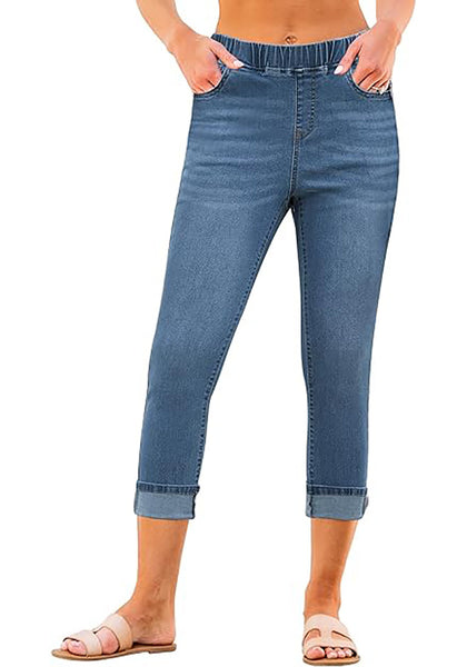 GRAPENT Pull On Jeans for Women High Waisted Skinny Capri Pants Trendy Stretch Denim Cropped Jeans Crop Jeggings Capris