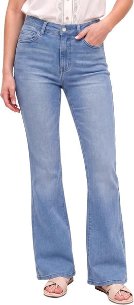 GRAPENT Flare Jeans for Women Trendy High Rise Classic Stretchy Denim Pants | Wide Leg Flare Jeans, High Waisted Stretch Denim, 30.5" Inseam, 90s Retro, Business Casual, Country Concert, Everyday Wear