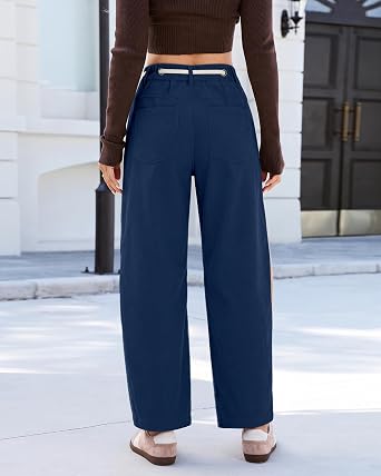 GRAPENT Barrel Corduroy Pants for Women High Waisted Ankle Casual Trousers Barrel Leg, Button-Zip, Elastic Back Waist, Stretchy, Drawstring Waist with Metal Eyelet, Fall Winter Pants, Casual Outfits