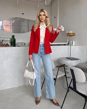 GRAPENT Womens Blazers Dressy Casual Tailored Fitted Peplum Work Office Suit Jacket Tailored Silhouette with Peplum Design, Long Sleeves, Built‑in Shoulder Pads, Great for Daily, Business Casual or Office Wear