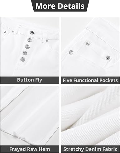 Grarpent Women's High Waist Denim Wide Legs Jeans Pants With Front pockets