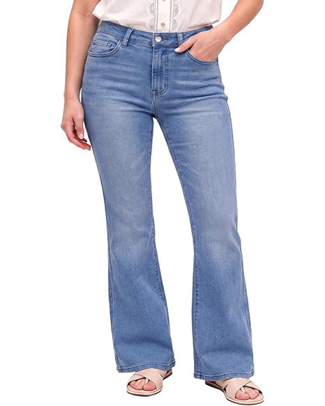 GRAPENT Flare Jeans for Women Trendy High Rise Classic Stretchy Denim Pants | Wide Leg Flare Jeans, High Waisted Stretch Denim, 30.5" Inseam, 90s Retro, Business Casual, Country Concert, Everyday Wear