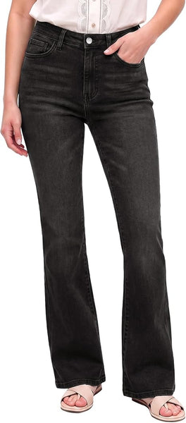 GRAPENT Flare Jeans for Women Trendy High Rise Classic Stretchy Denim Pants | Wide Leg Flare Jeans, High Waisted Stretch Denim, 30.5" Inseam, 90s Retro, Business Casual, Country Concert, Everyday Wear