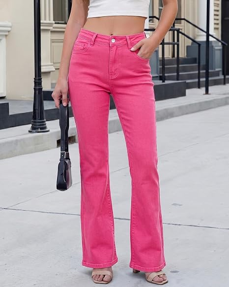 GRAPENT Flare Jeans for Women Trendy High Rise Classic Stretchy Denim Pants | Wide Leg Flare Jeans, High Waisted Stretch Denim, 30.5" Inseam, 90s Retro, Business Casual, Country Concert, Everyday Wear