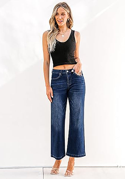 GRAPENT Women's Denim Flare Wide Leg High Rise Stretch Jean