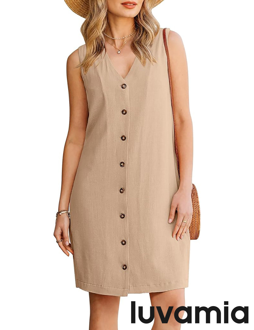 GPAPENT Linen Dresses for Women Summer Casual Sleeveless Button Down V Grapent GPAPENT Linen Dresses for Women Summer Casual Sleeveless Button Down V Grapent