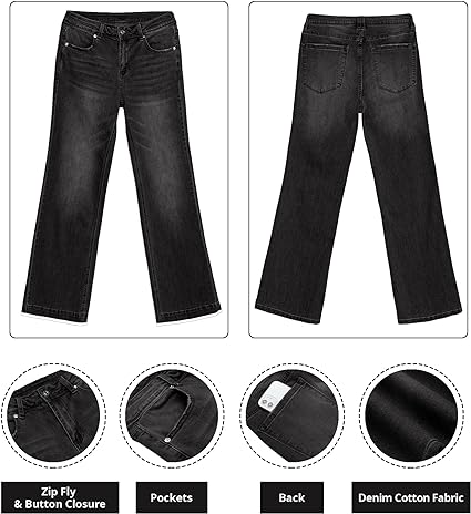 GRAPENT Womens Flare Jeans High Waisted Wide Leg Baggy Jean for Women Stretch Denim Pants