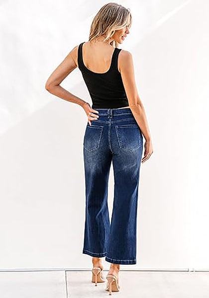 GRAPENT Women's Denim Flare Wide Leg High Rise Stretch Jean