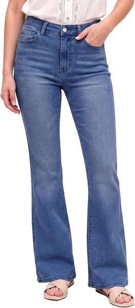GRAPENT Flare Jeans for Women Trendy High Rise Classic Stretchy Denim Pants | Wide Leg Flare Jeans, High Waisted Stretch Denim, 30.5" Inseam, 90s Retro, Business Casual, Country Concert, Everyday Wear