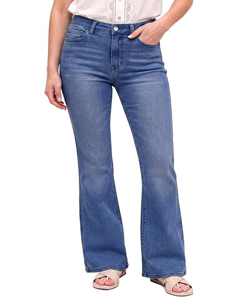 GRAPENT Flare Jeans for Women Trendy High Rise Classic Stretchy Denim Pants | Wide Leg Flare Jeans, High Waisted Stretch Denim, 30.5" Inseam, 90s Retro, Business Casual, Country Concert, Everyday Wear