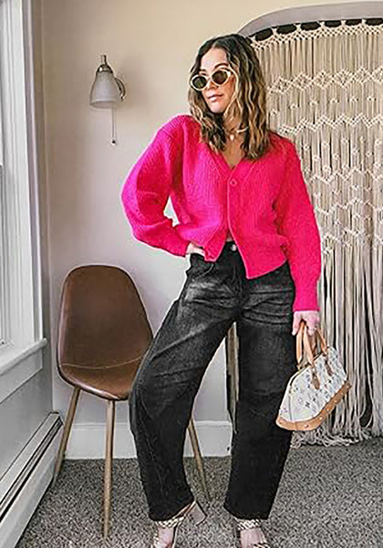 GRAPENT Barrel Jeans for Women Trendy High Waisted Wide Leg Baggy Cropped Relax Fit Stretch Denim Trouser Ankle Pants