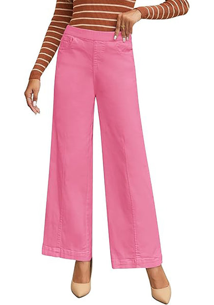 GRAPENT Pull On Womens Jeans Baggy Stretchy High Waisted Denim Wide Leg Trouser Pants Trendy Front Seam 90s Loose Jean