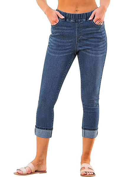 GRAPENT Pull On Jeans for Women High Waisted Skinny Capri Pants Trendy Stretch Denim Cropped Jeans Crop Jeggings Capris